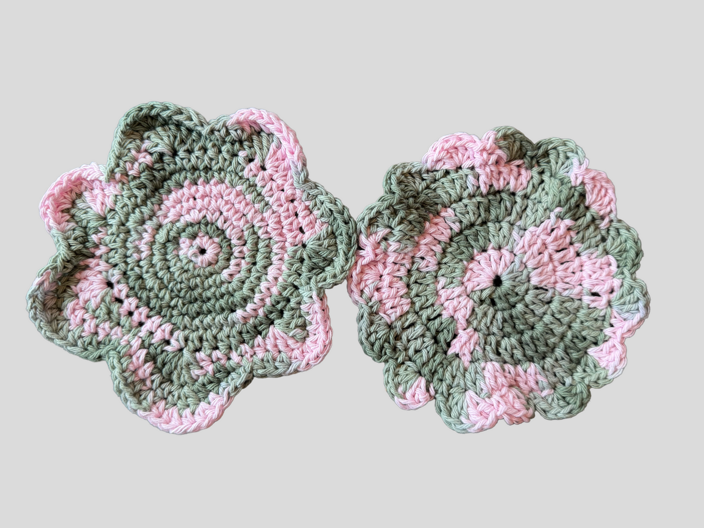 Pink & Green Flower Mug Rug Set