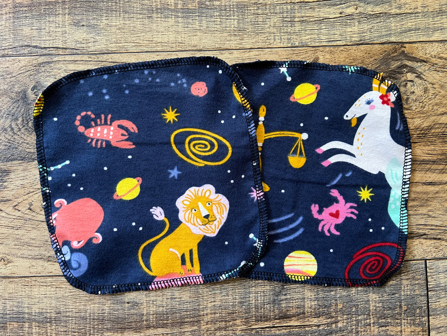 Zodiac 1ply flannel cloth wipes