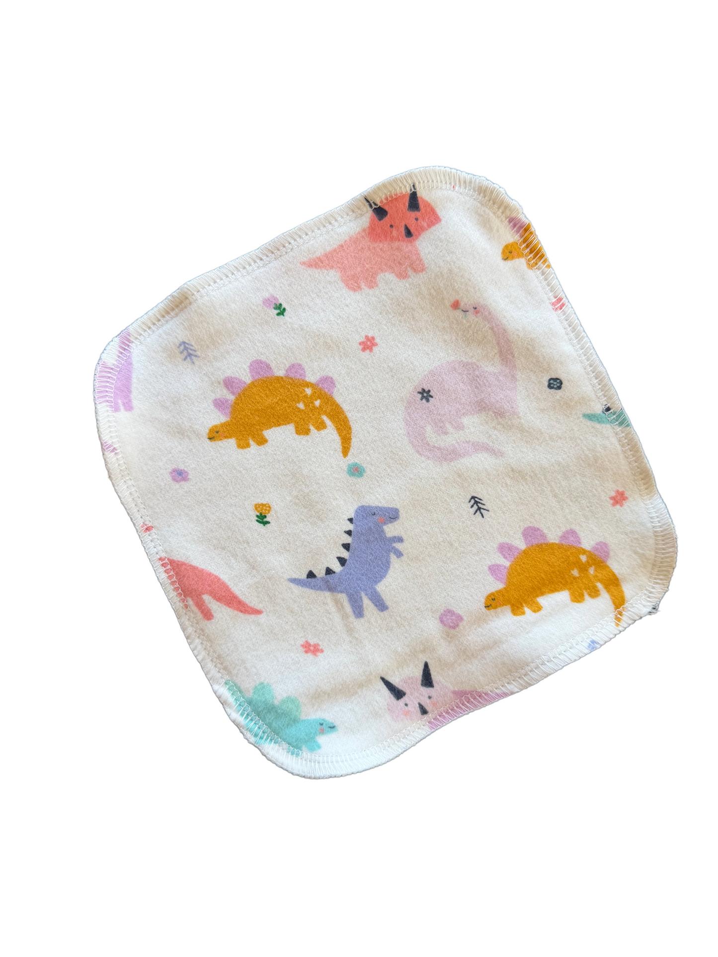 Floral Dinosaurs 2ply flannel cloth wipes
