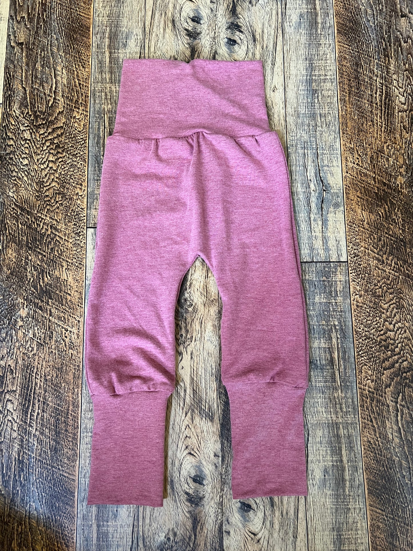 Solid heather burgandy 3-12m Miniloones grow with me pants