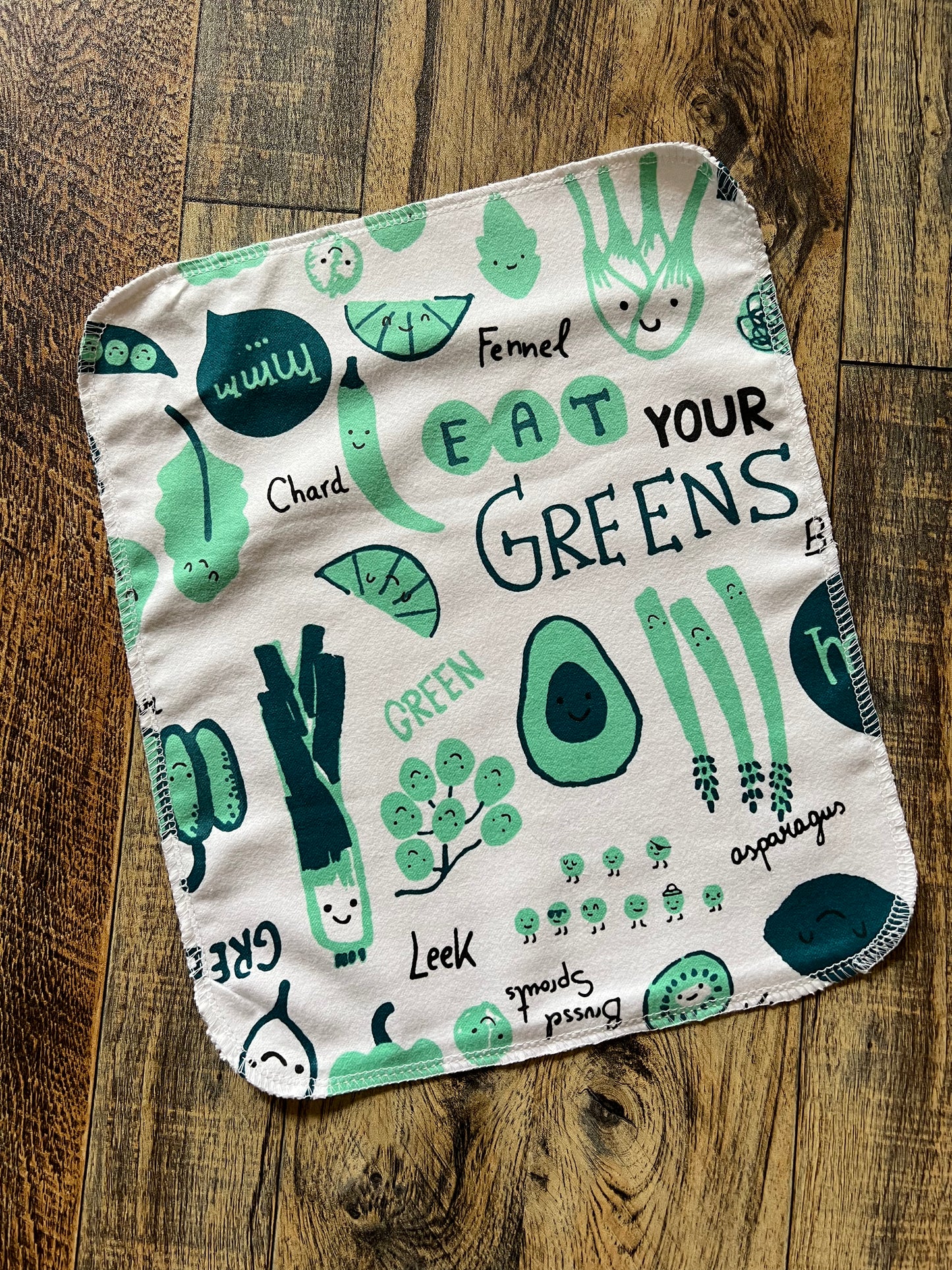 Eat Your Greens 1ply flannel reuseable paper towels