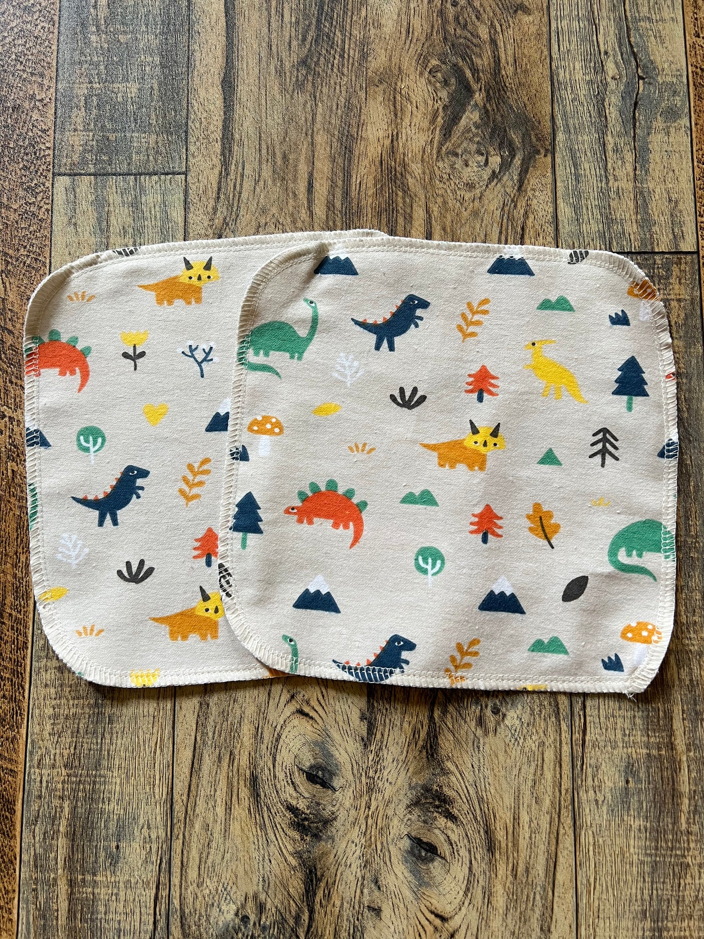 Set of Dinosaur 8x8 2ply flannel cloth wipes