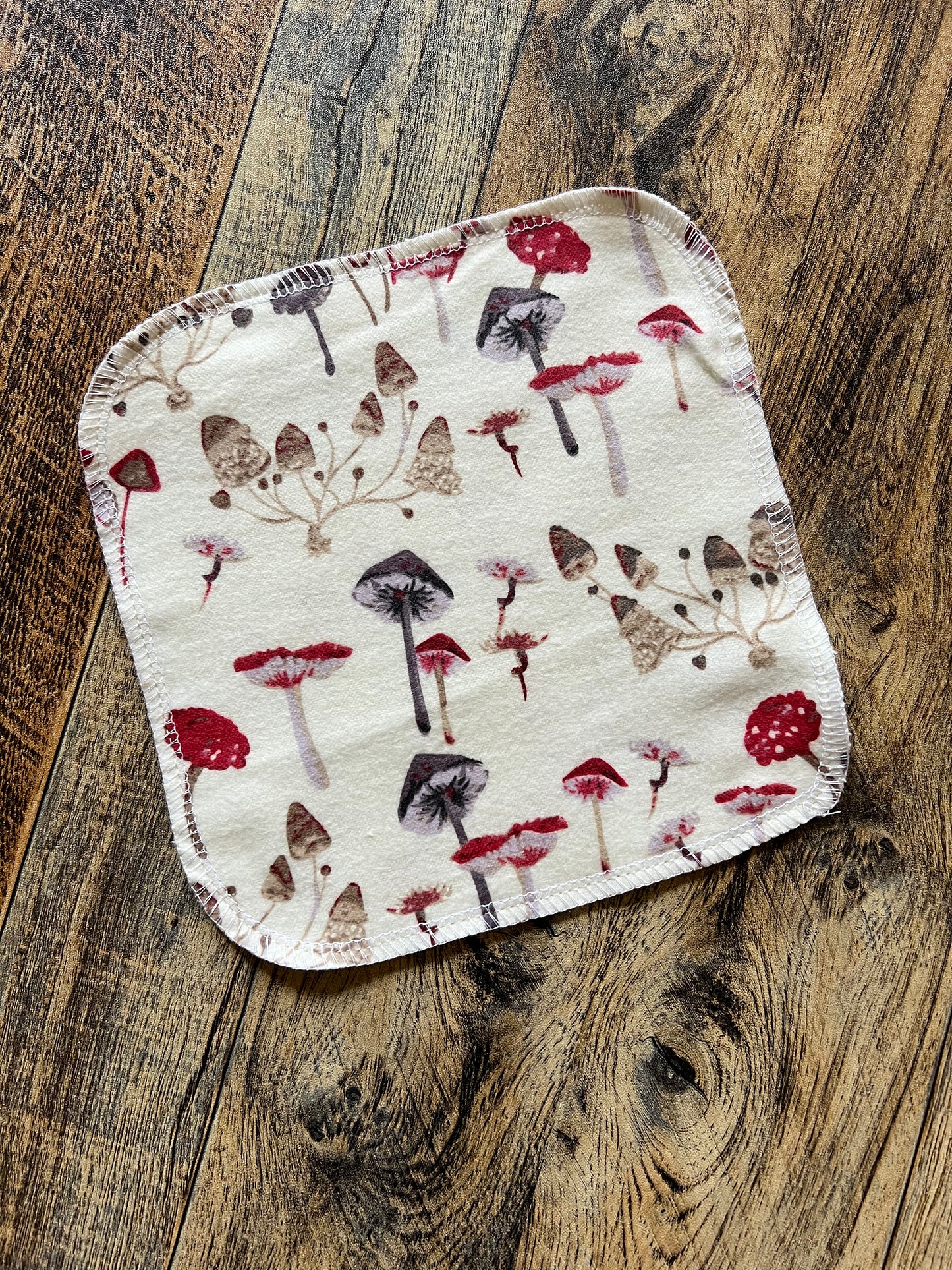 Forest mushrooms 2ply flannel cloth wipes