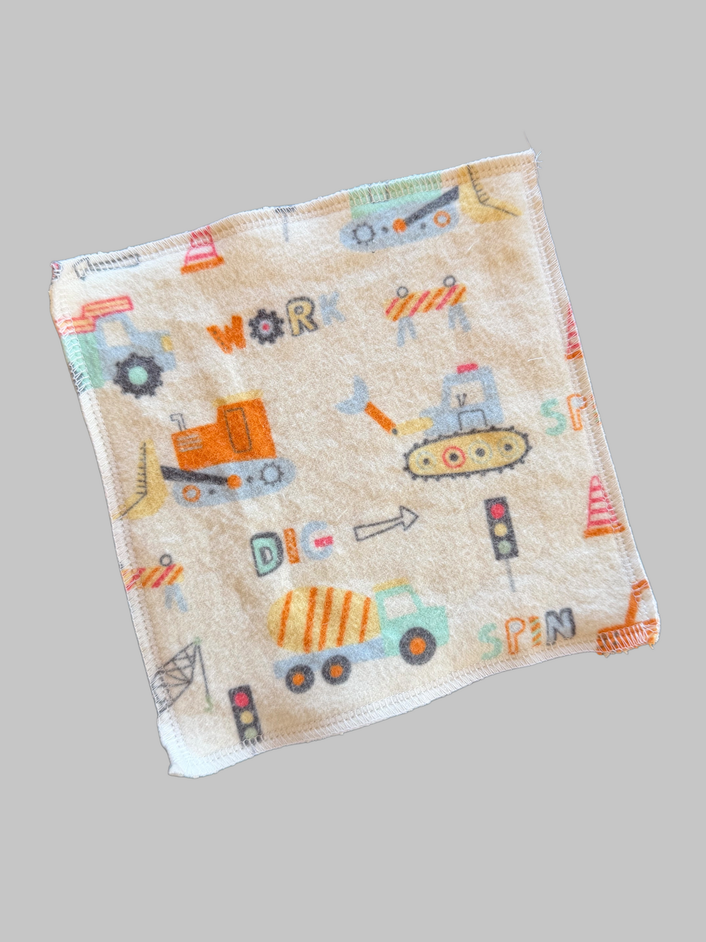 Construction theme 2ply flannel cloth wipes