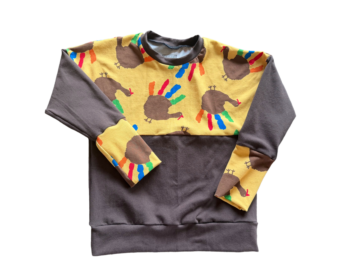 Thanksgiving Handprint Turkey 2-6yr Grow with me Dolman shirt