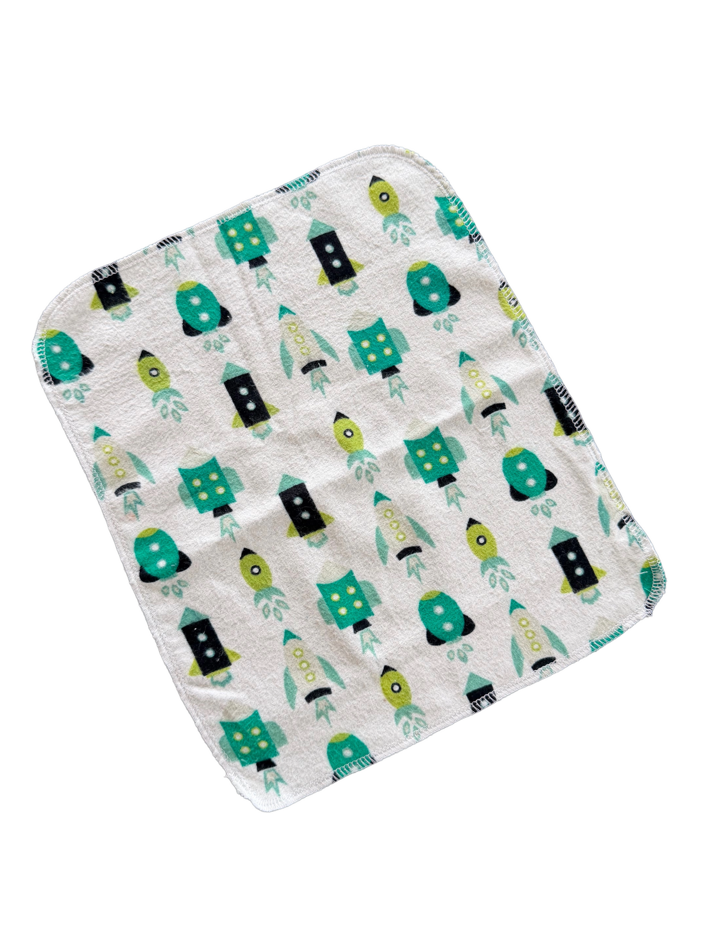 Rocketships 1ply flannel paperless towels
