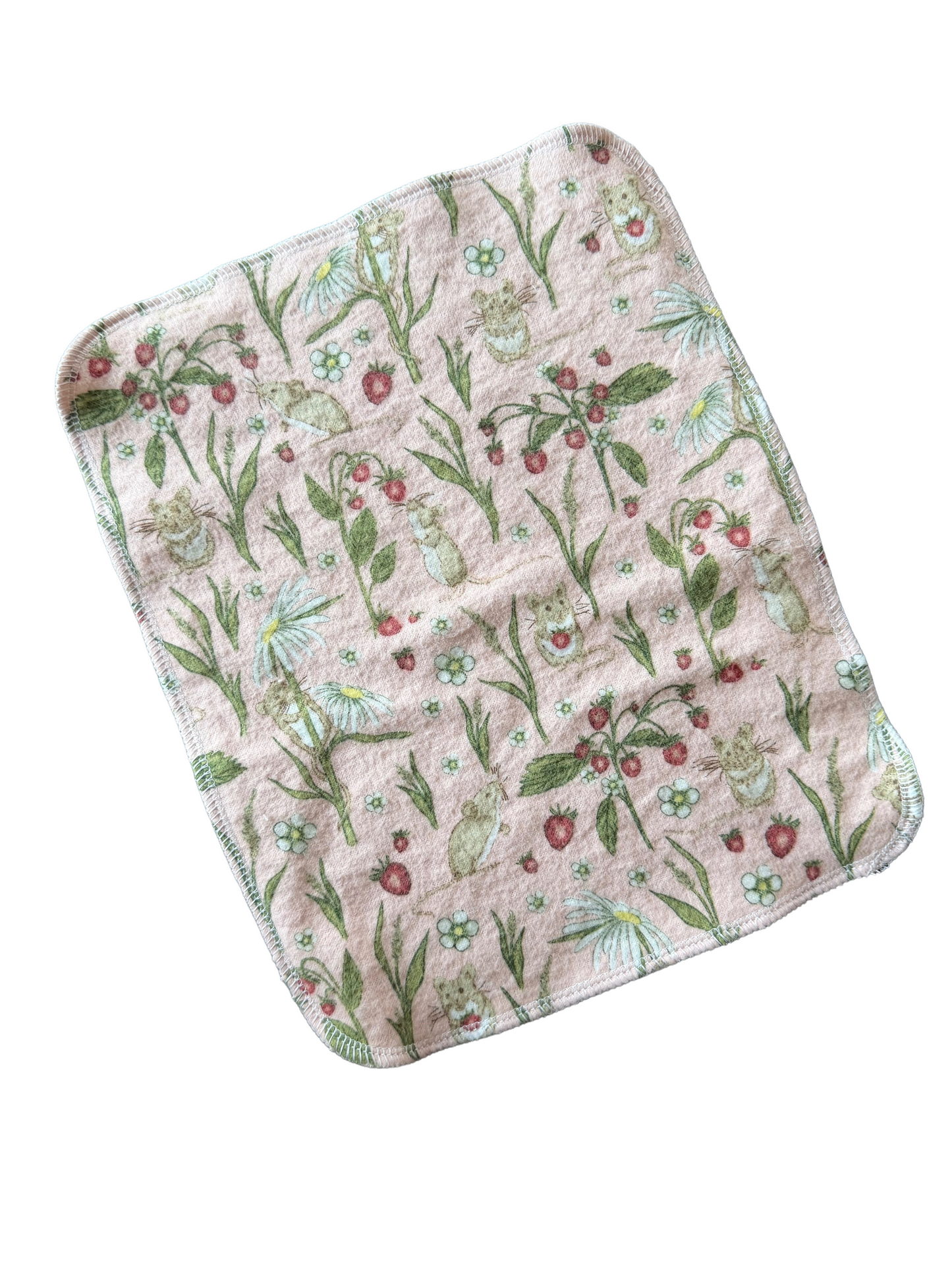 Strawberry Fieldmouse 2ply flannel reusable paper towels napkins m