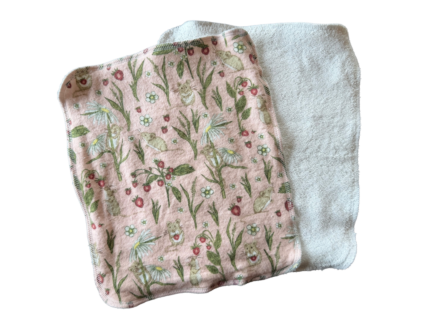 Strawberry Fieldmouse 2ply flannel Terry towels