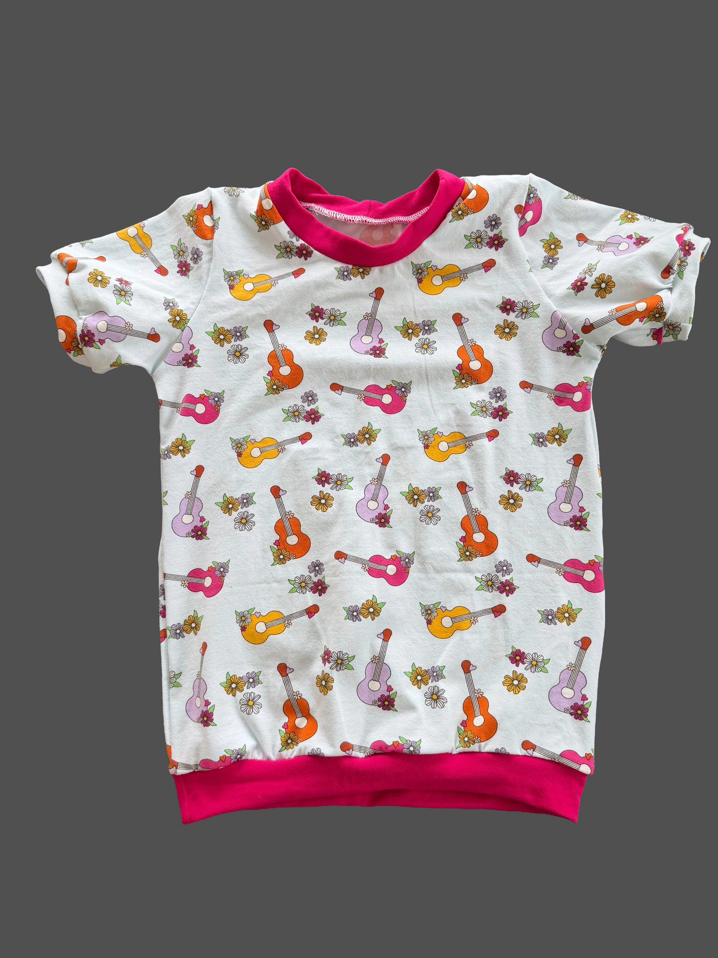 Floral Ukulele Guitar T-Shirt 5/6