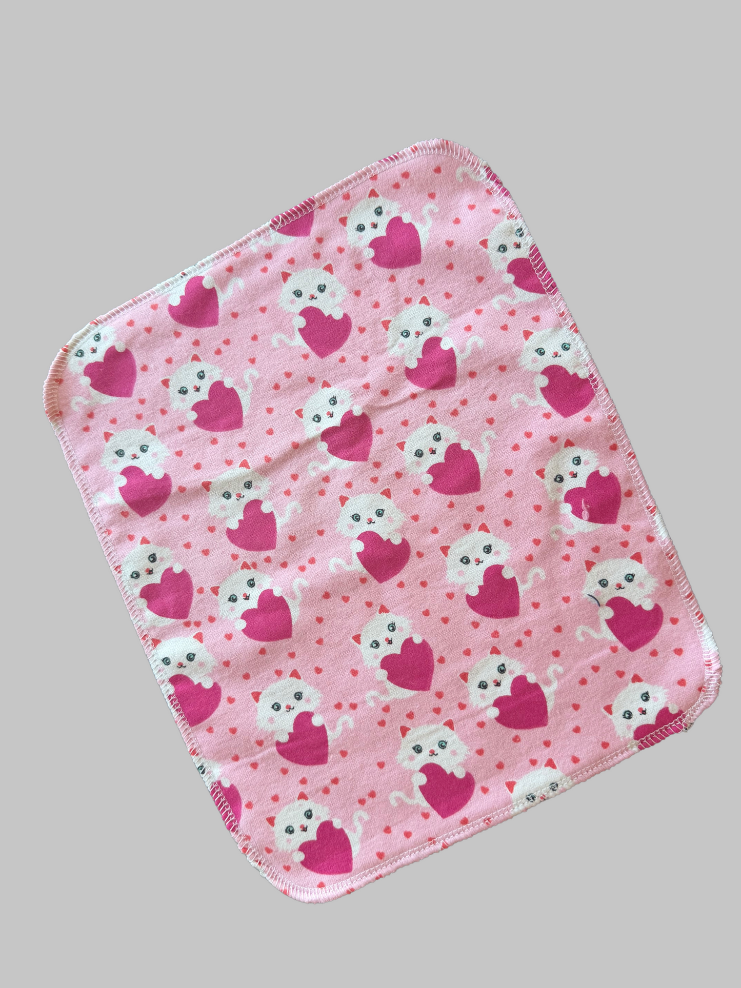 Kitty Hearts 1ply flannel reusable paper towels