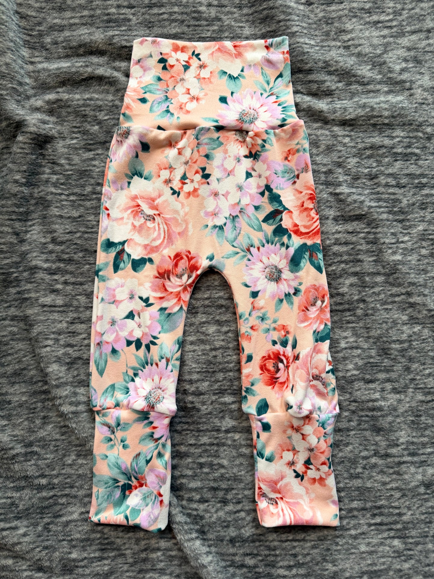 Peachy Floral 3-12m grow with me pants