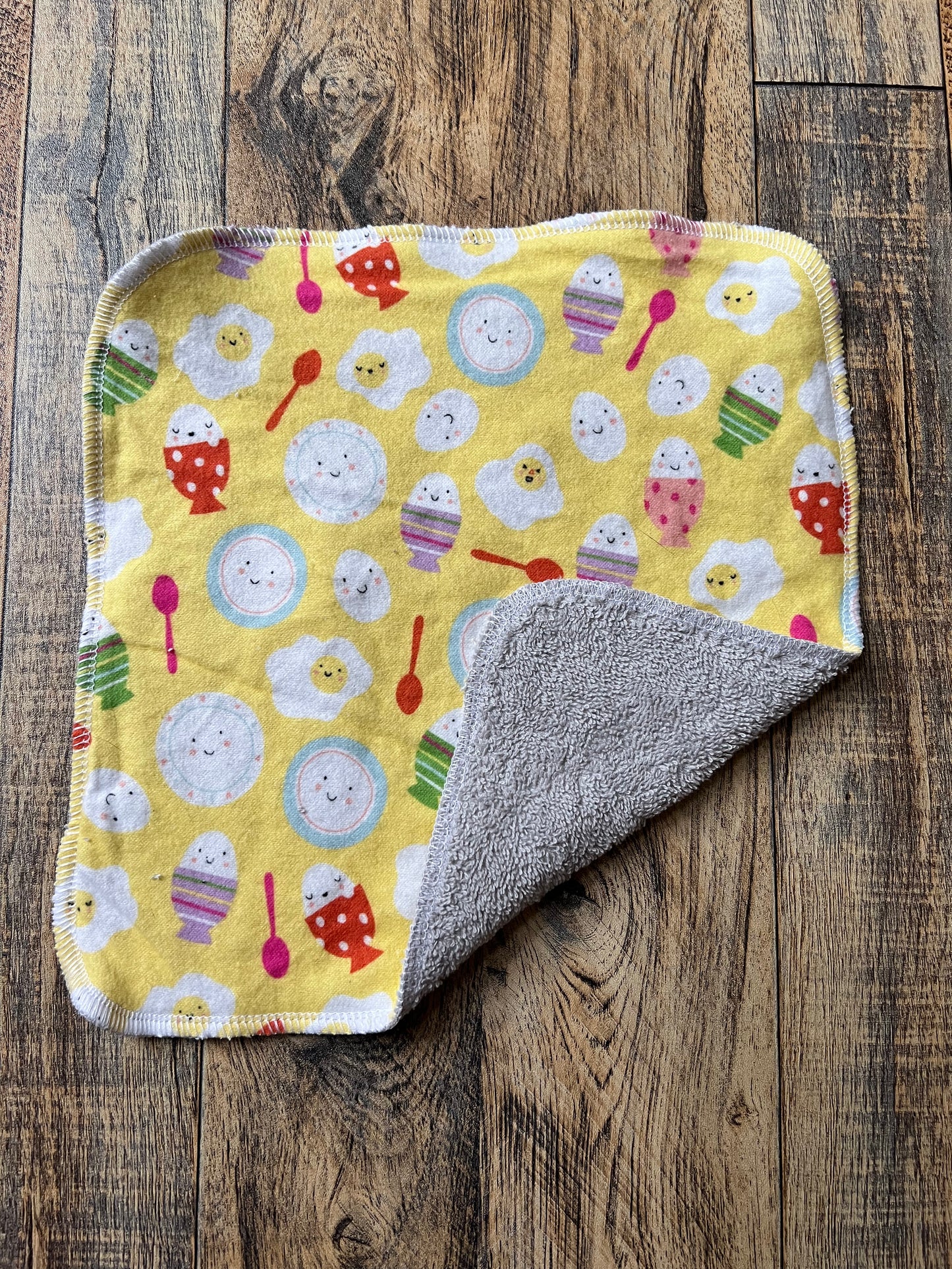 Happy Eggs 2ply flannel / Terry Washcloth Reusable paper towel