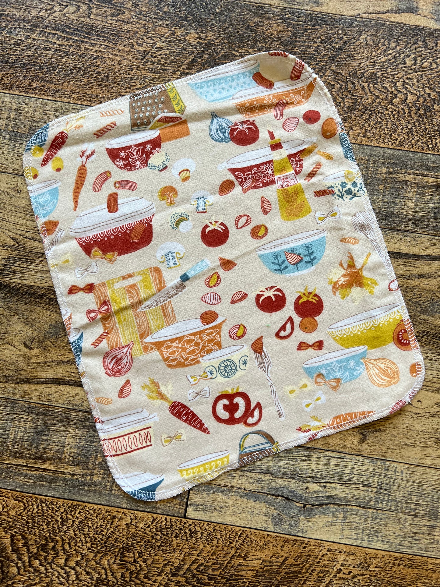 Cooking theme 1ply flannel reusable paper towels cloth napkins