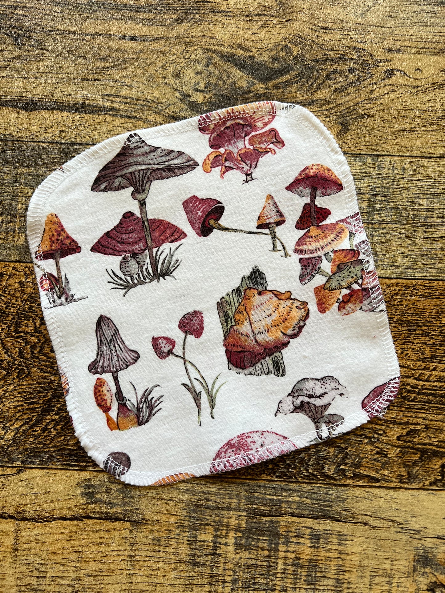 Red Mushrooms 1ply flannel cloth wipes