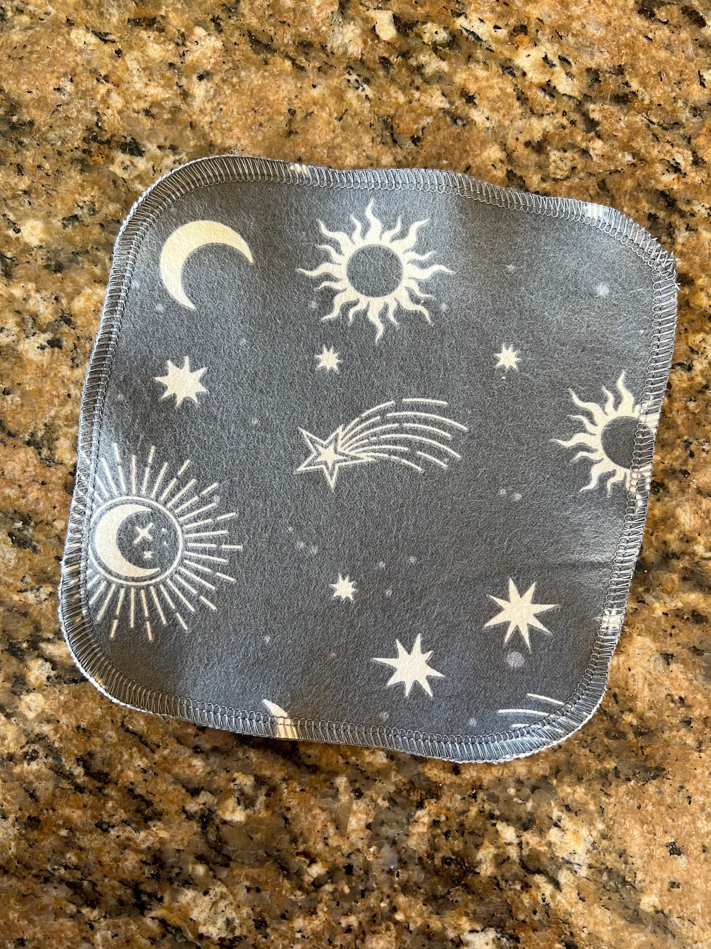 Grey Moon & Stars 2ply flannel cloth wipes