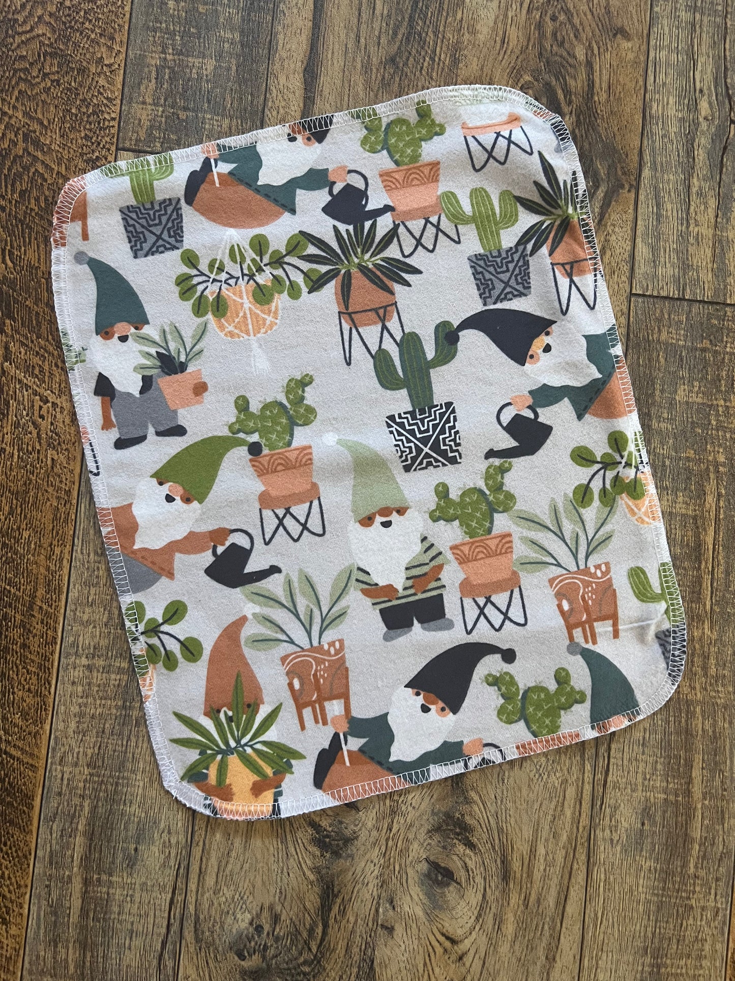 Gnomes & Plants 2ply flannel reusable paper towels