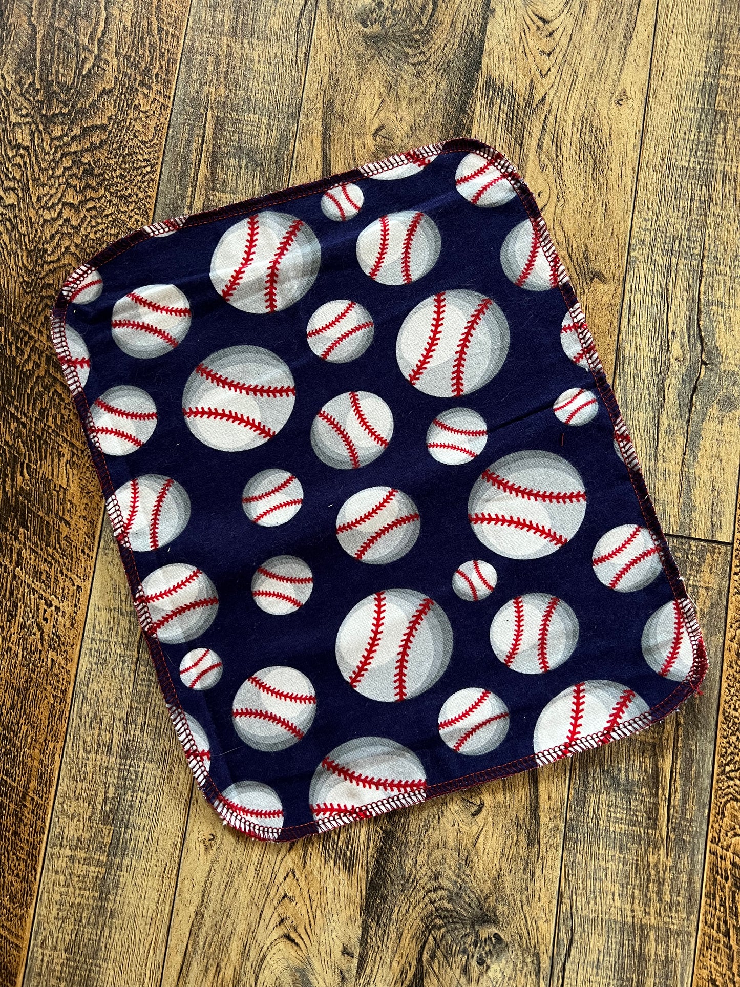 Baseballs 1ply flannel reusable paper towels