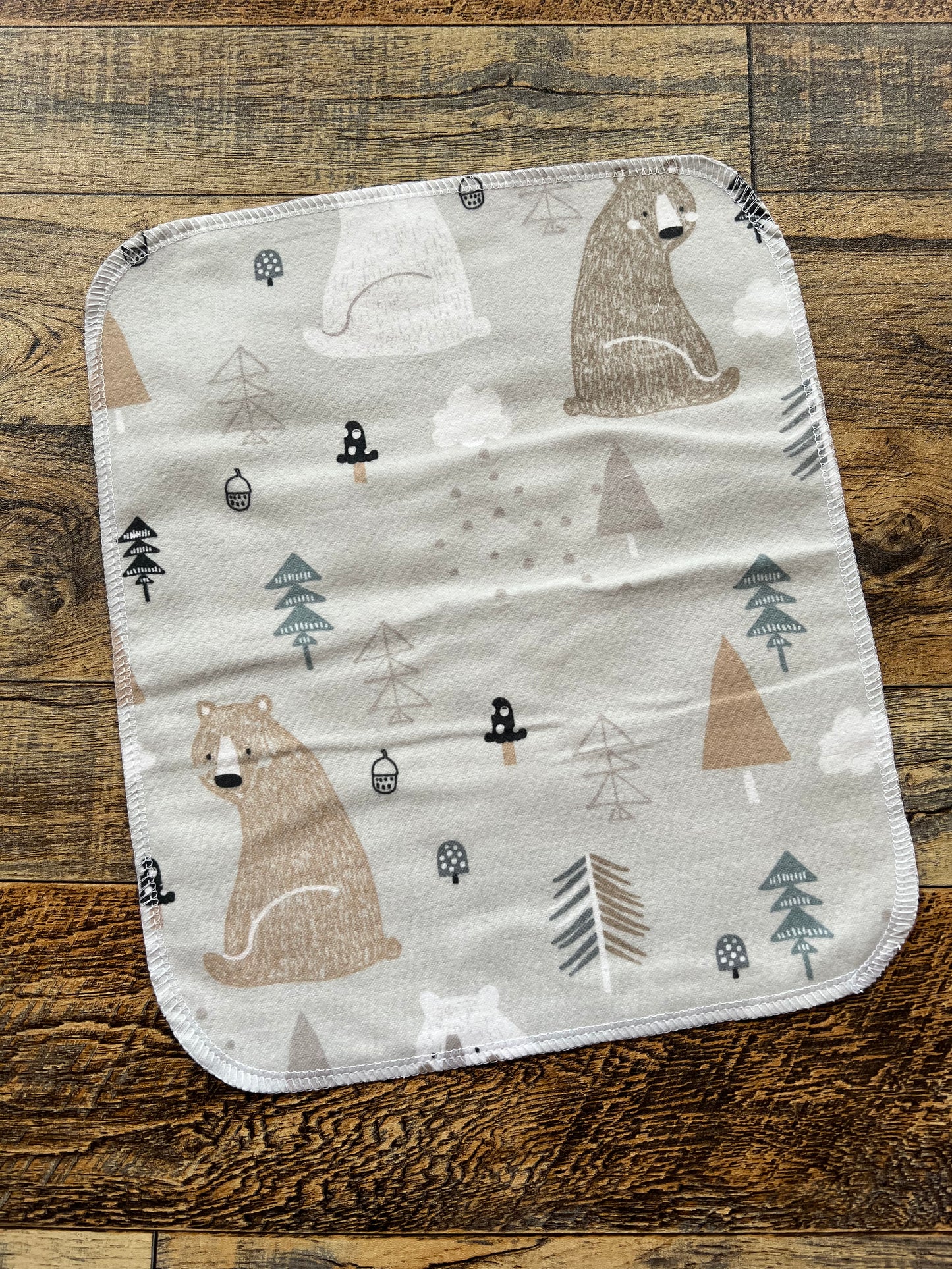 Bears & Trees 2ply flannel reusable paper towels