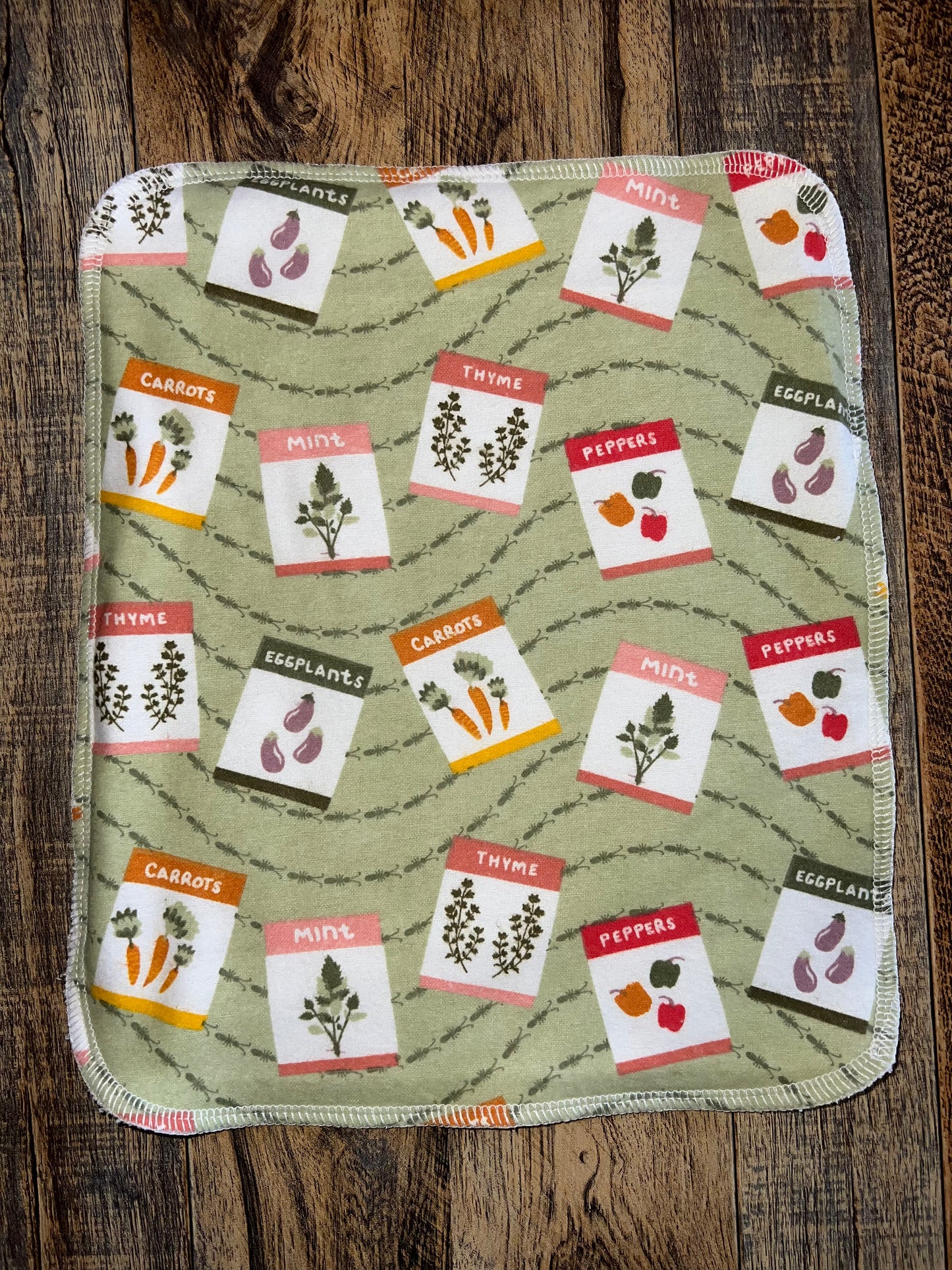 Garden Seeds 2ply Terry Flannel reusable paper towels