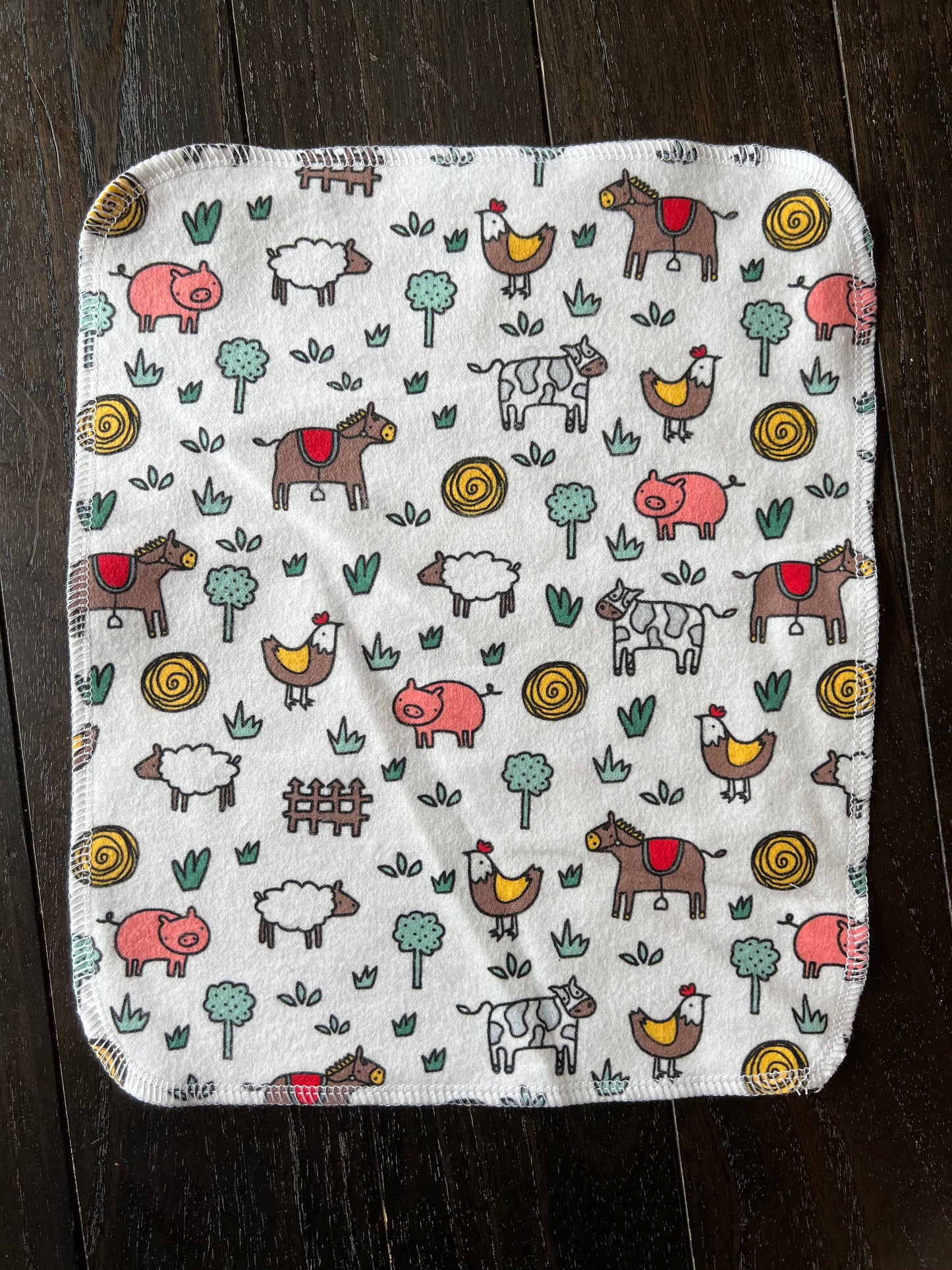 Farm Doodles 1ply flannel paperless towels
