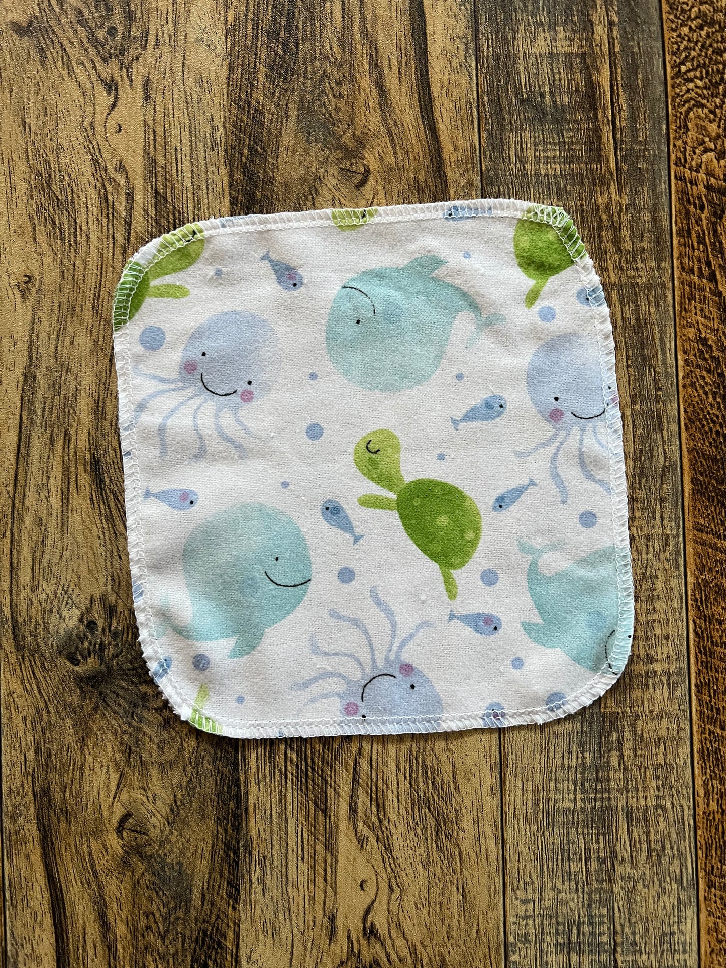 Watercolor sealife 2ply flannel cloth wipes