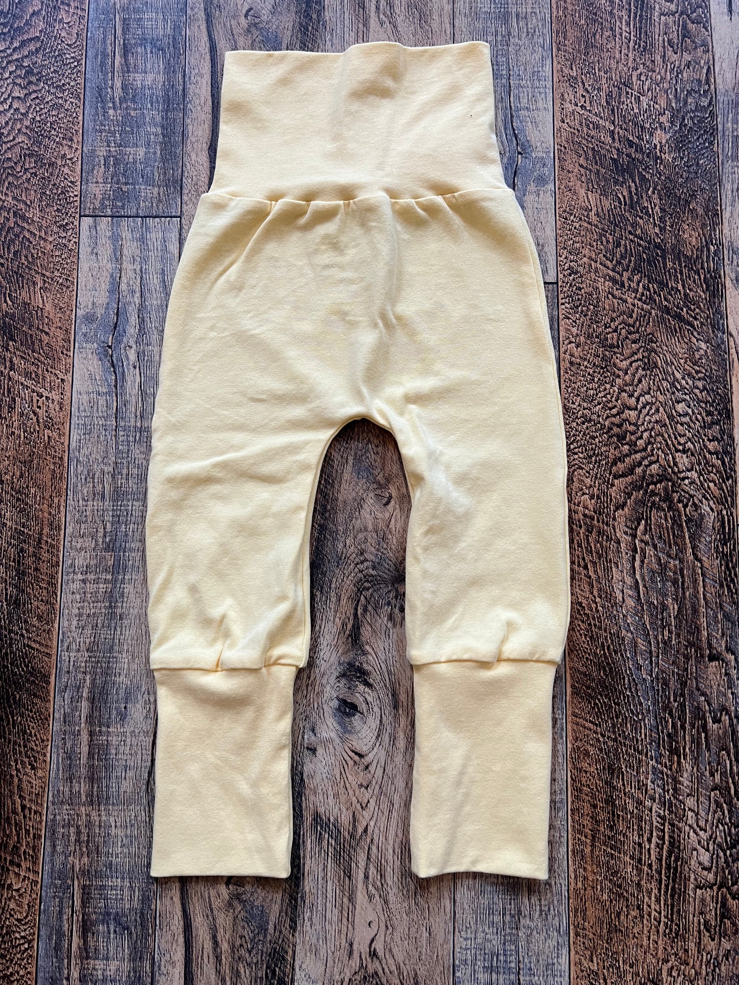Solid Light Yellow 3-12m Miniloones grow with me pants