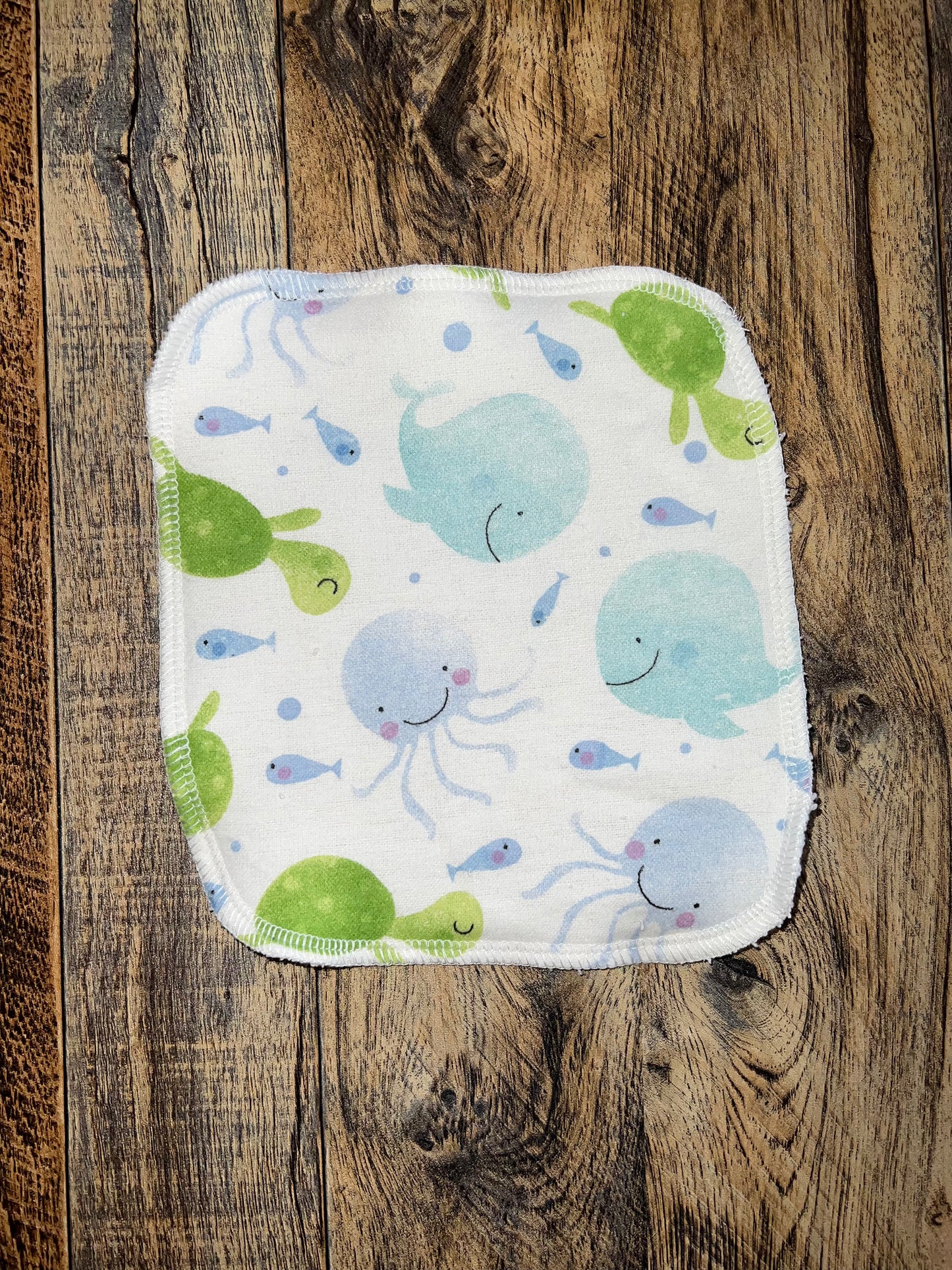 Sea Friends 2ply Terry flannel Washcloth
