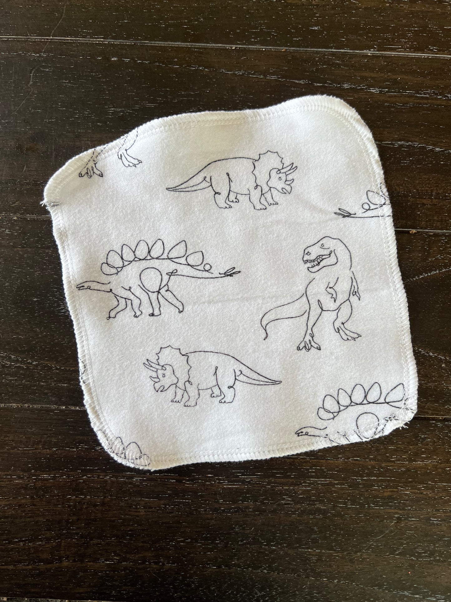 Sketched Dino’s 2ply flannel cloth wipes
