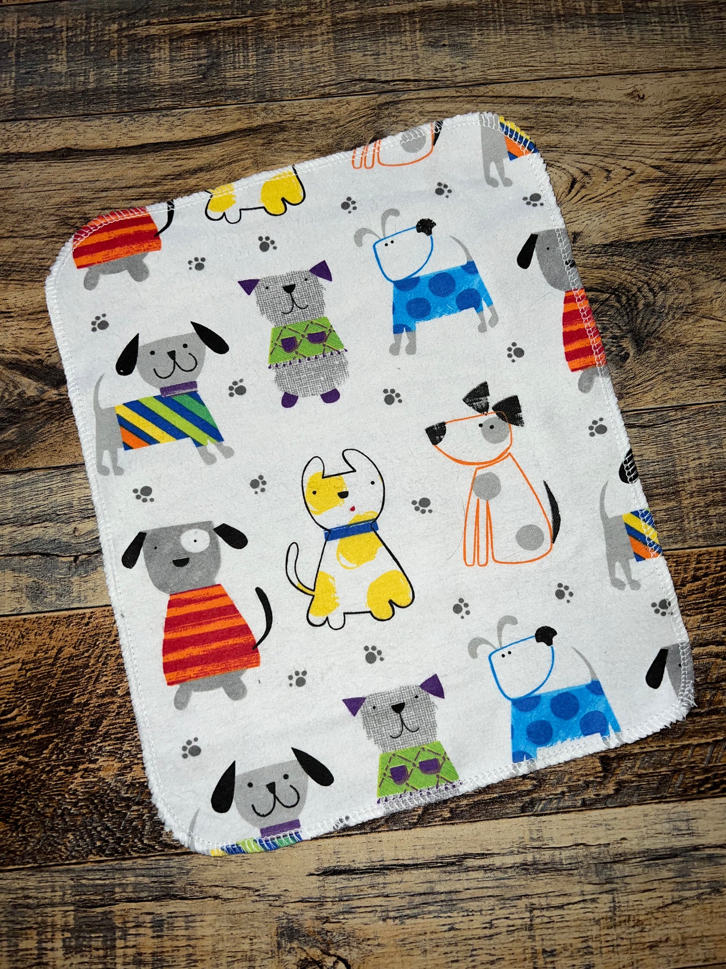 Colorful Pups 1ply flannel reusable paper towels