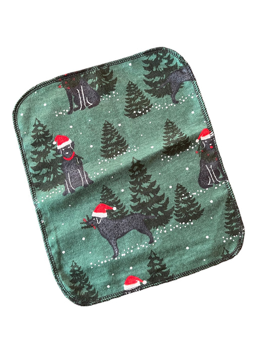 Santa Dog 1ply flannel reusable paper towels