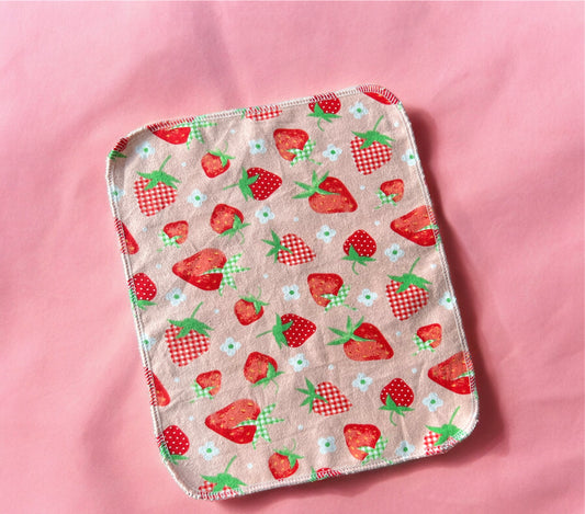 Plaid Strawberry 1ply flannel reusable paper towels