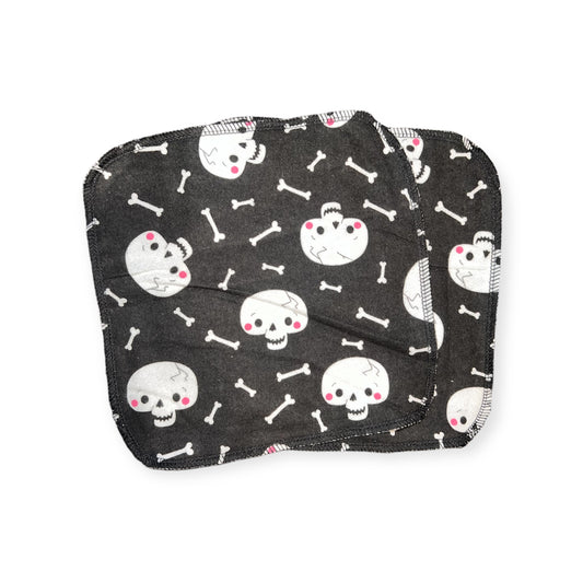 Happy Skulls  9x9 2ply flannel cloth wipes