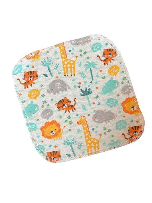 Nursery Jungle 2ply flannel cloth wipe