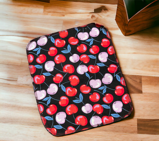 Cherries 1ply flannel reusable paper towels