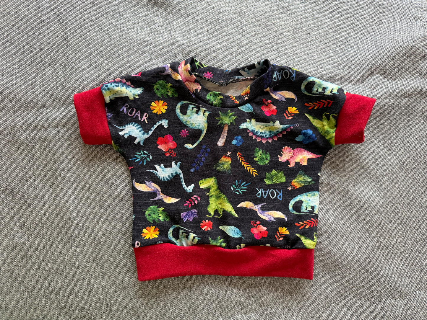 Dinosaur Grow with me 0-6m Dolman shirt