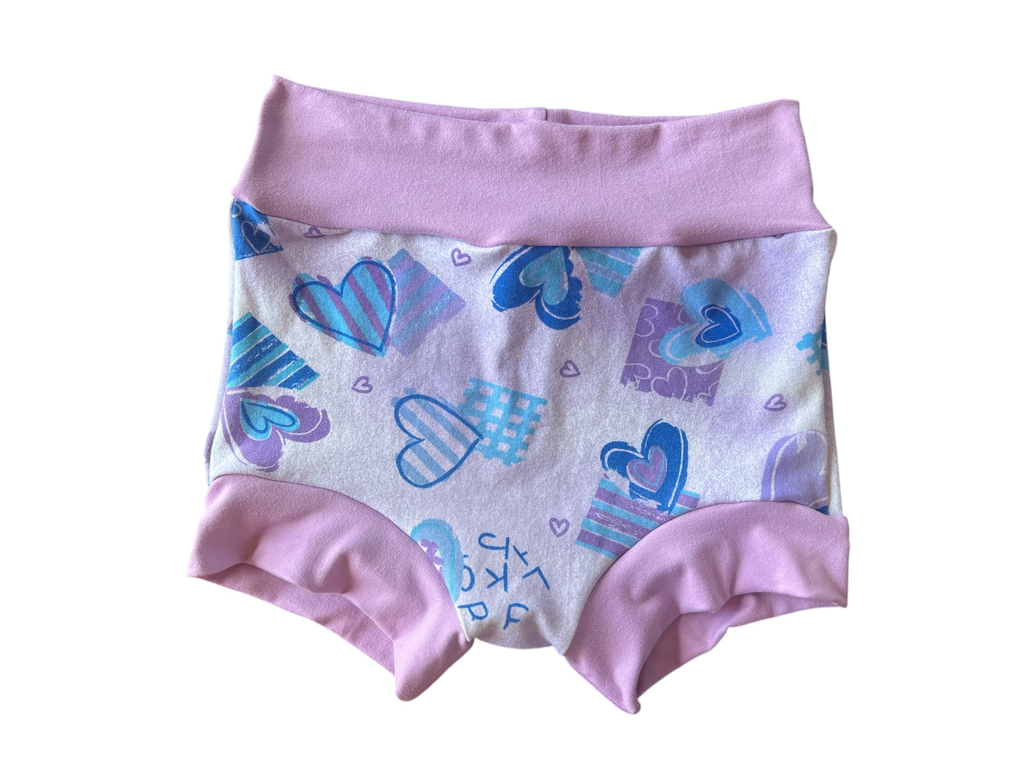 Purple Blue Hearts  8/9 bummies shorts