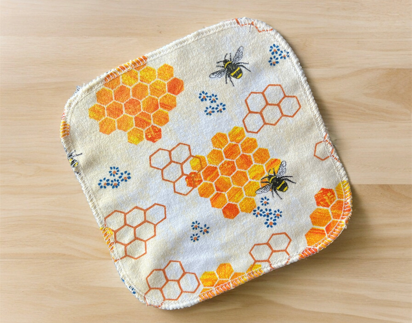 Bees & Honeycomb  1ply flannel cloth wipes