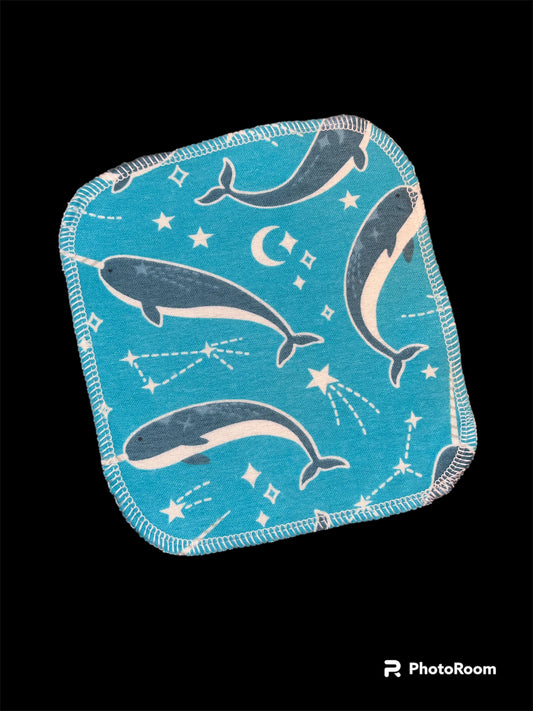 Narwhals 2ply flannel cloth wipes