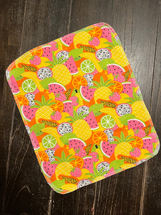 Bright Fruit Salad 2ply flannel reusable paper towel washrag