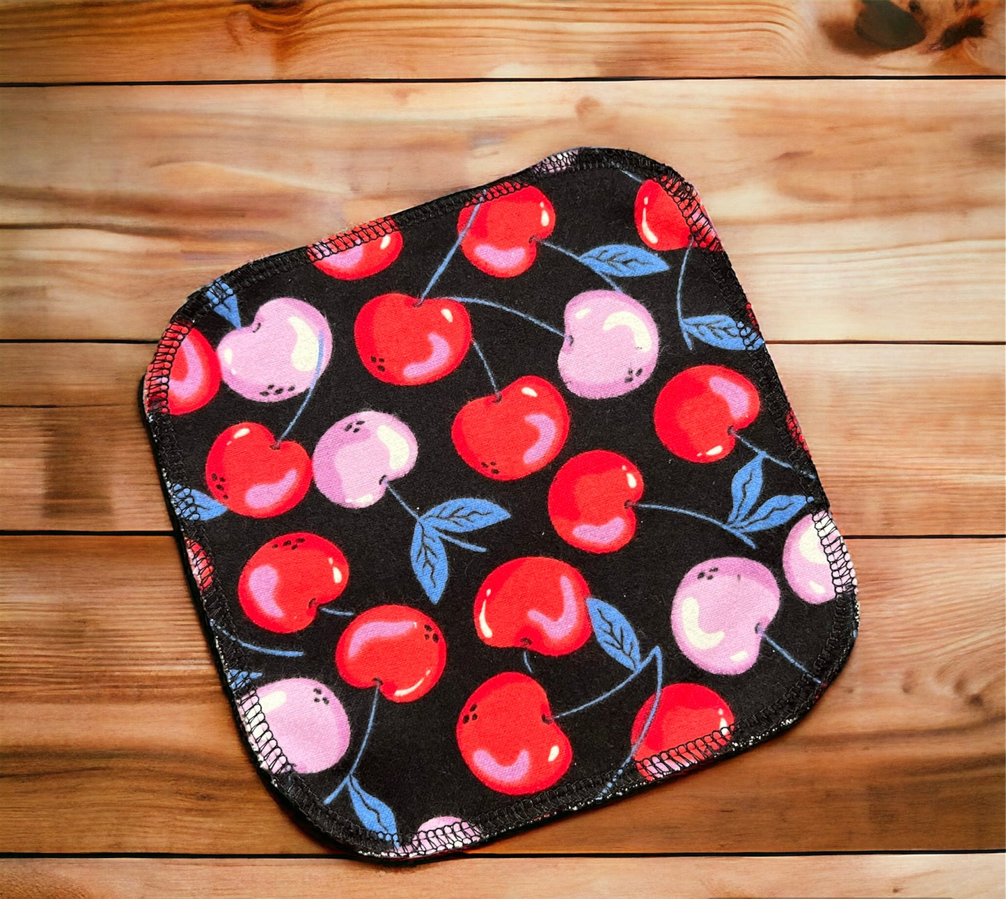 Cherries 1ply flannel cloth wipes