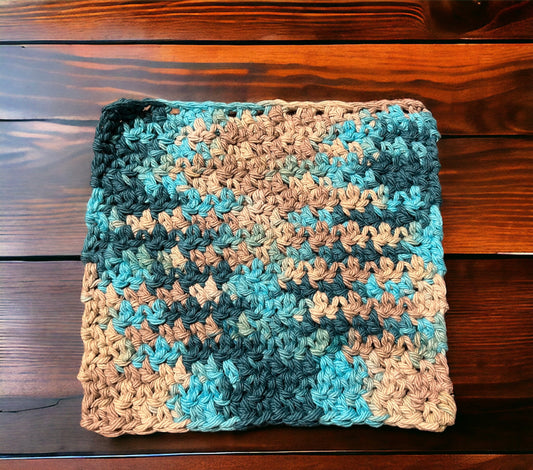 Teal & Brown Blend Cotton Washcloth