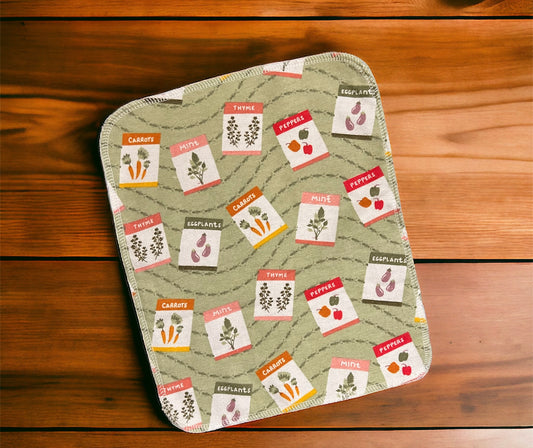 Vegetable Veggie seeds 1ply flannel reusable paper towels