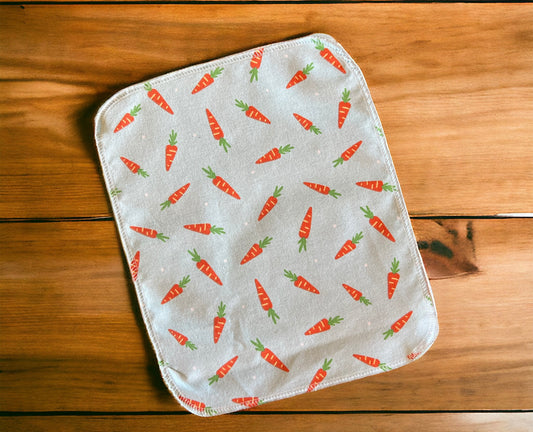 Carrots on blue 1ply flannel reusable paper towel
