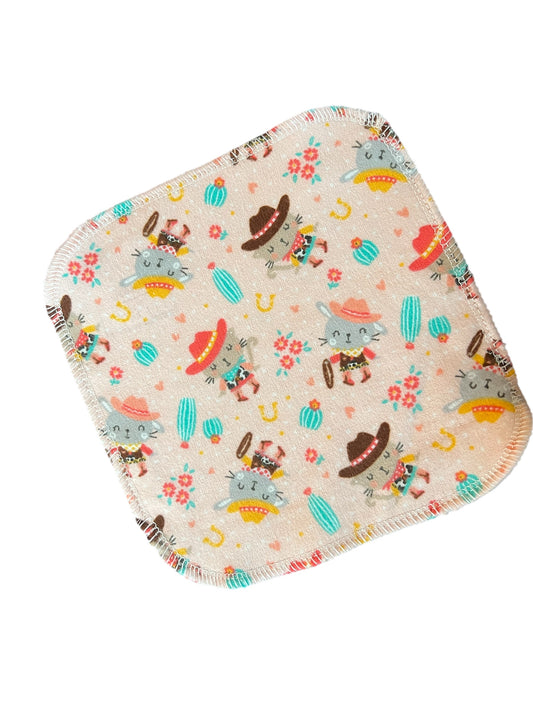 Cowgirl Kittys 2ply flannel cloth wipe