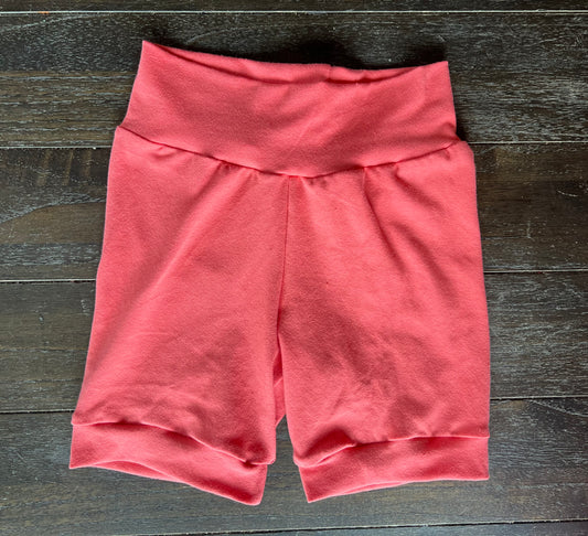 Solid Salmon Pink 3-6yr Shortie shorts (longer length)