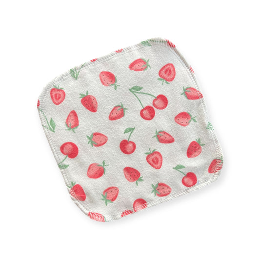 Cherries & Strawberries 2ply flannel cloth wipes