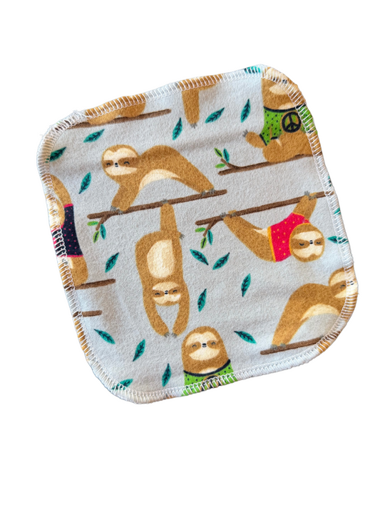 Sloths 2ply flannel cloth wipes