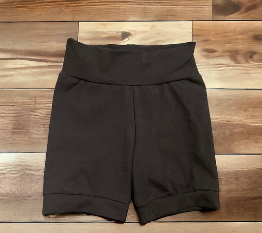 Solid Black 3-6yr Shortie shorts (longer length) cotton spandex