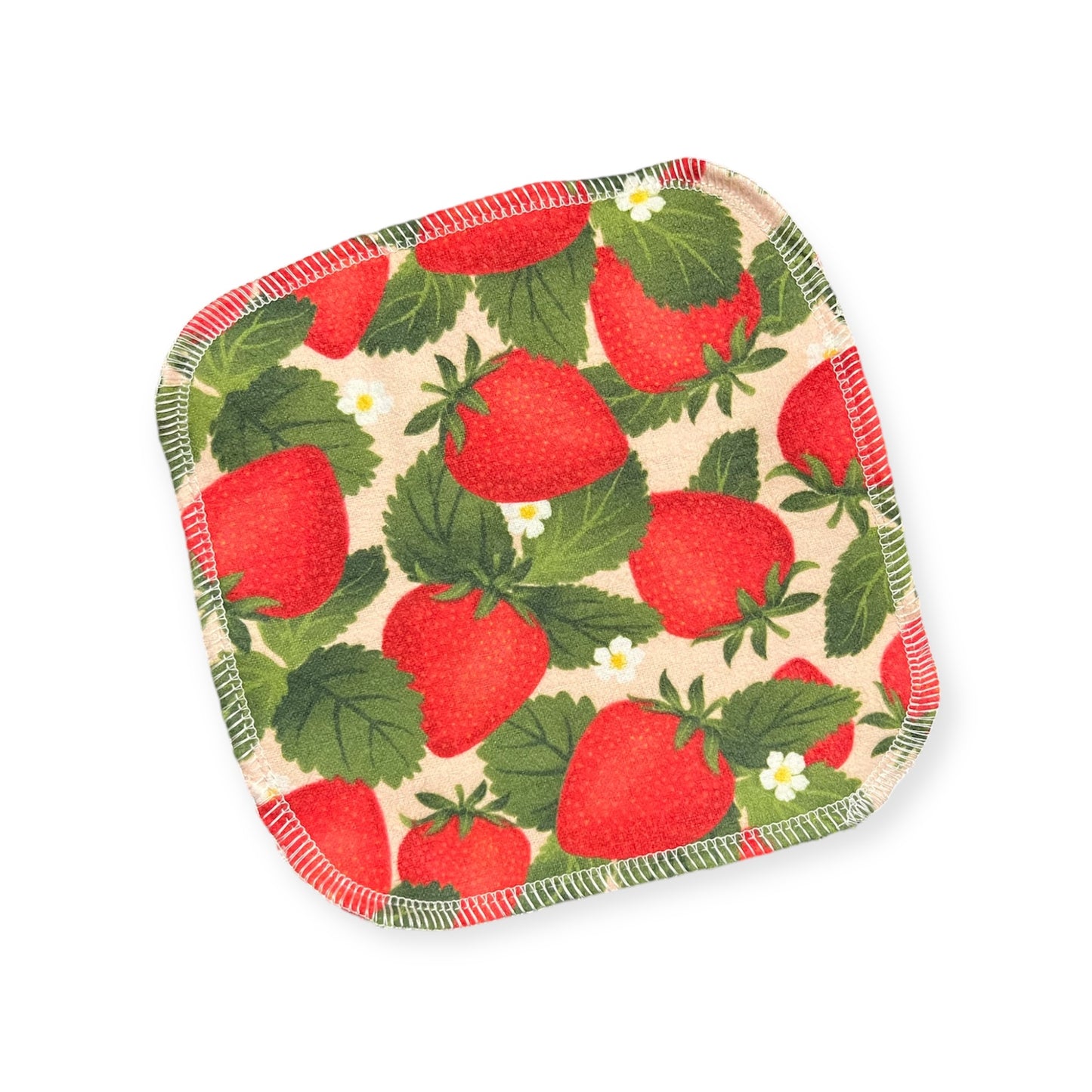 Strawberry on pink 1ply flannel cloth wipes