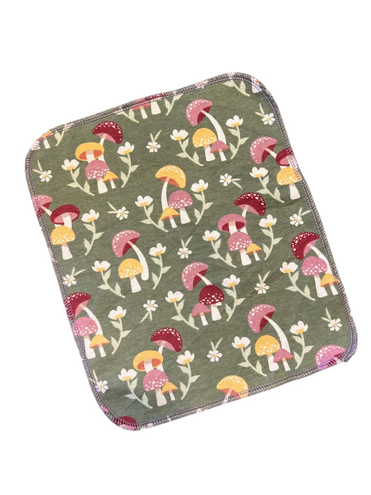 Mushrooms ans Flowers  1ply flannel reusable paper towels
